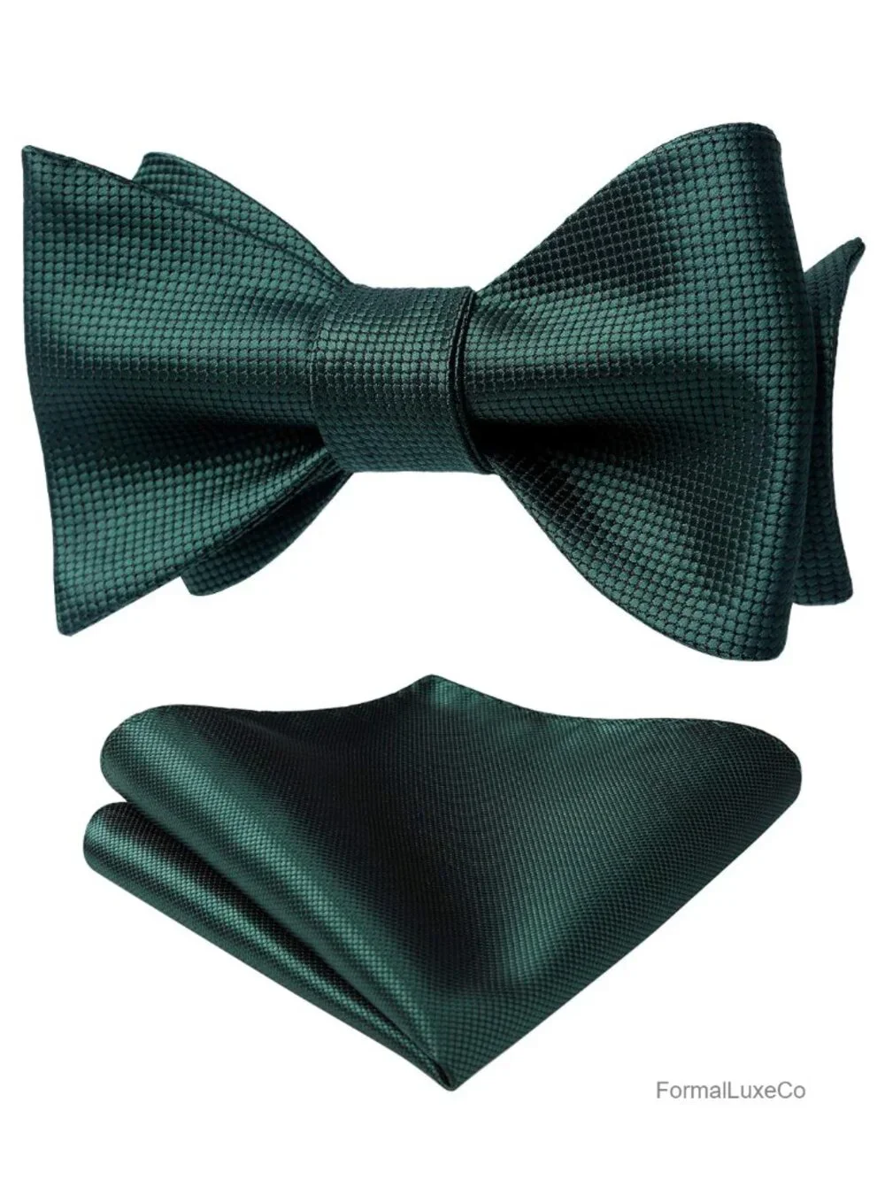 Self-Tie Bow Tie and Pocket Square Set for Men Formal Satin Tuxedo Wedding